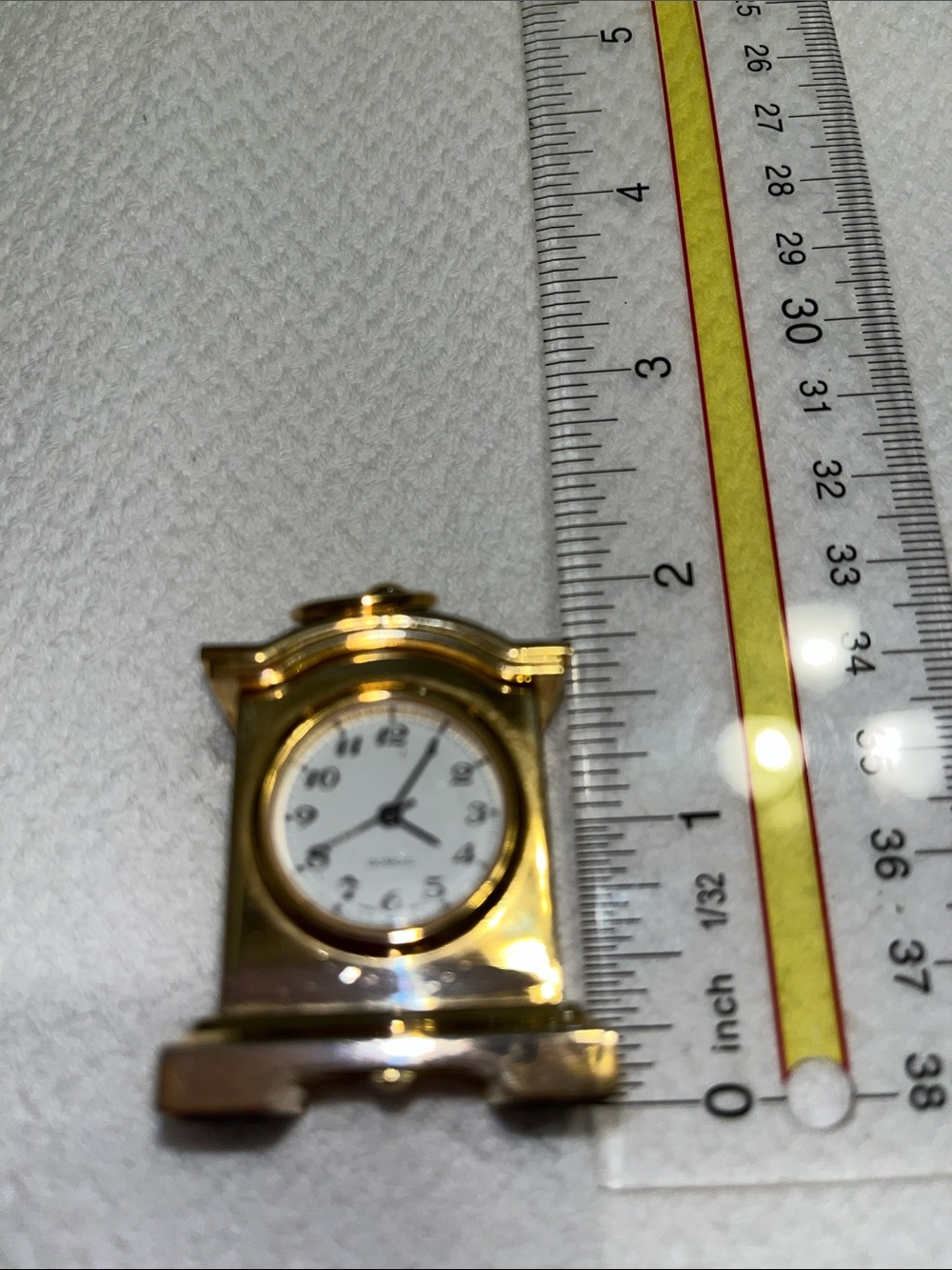 VIntage Mini Mantel Clock Goldtone Brass- Unbranded